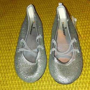 SIZE 8 Girl's Silver glitter ballet shoes